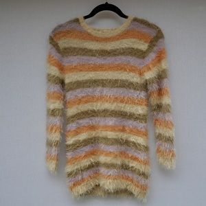 Ragdoll and Rockets stripped sweater- lilac, orange, dark green, cream, size M